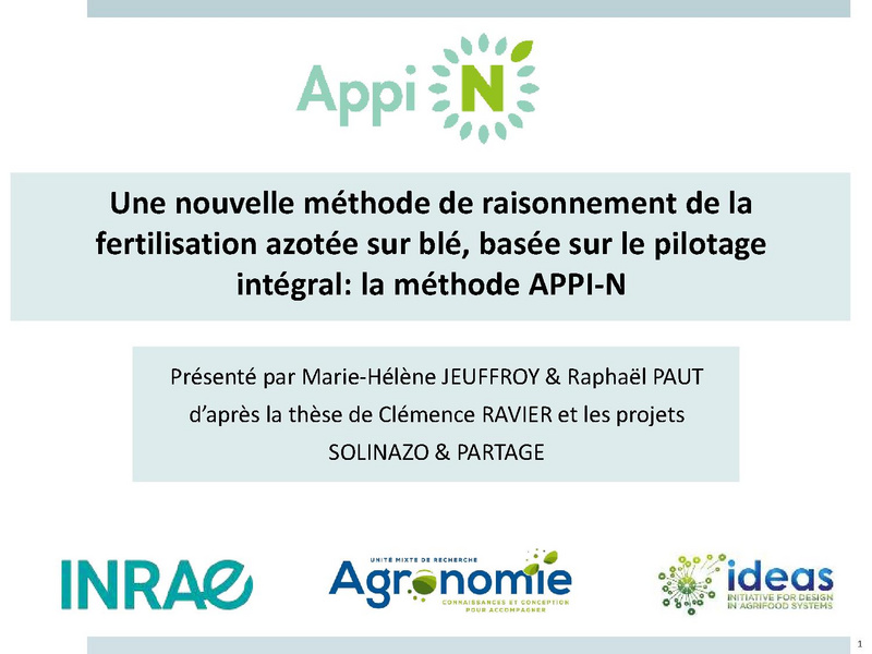 Fichier:Fertilisation azotée - baisser l'azote et maintenir les rendements par la méthode APPI-N.pdf